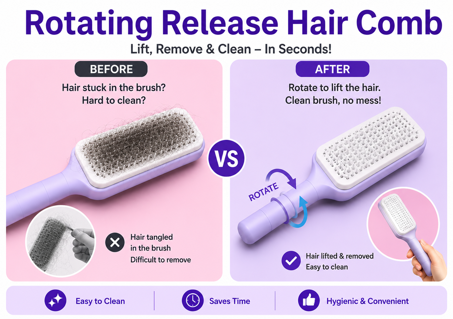the HavenBrush™ Self-Cleaning Hair Brush