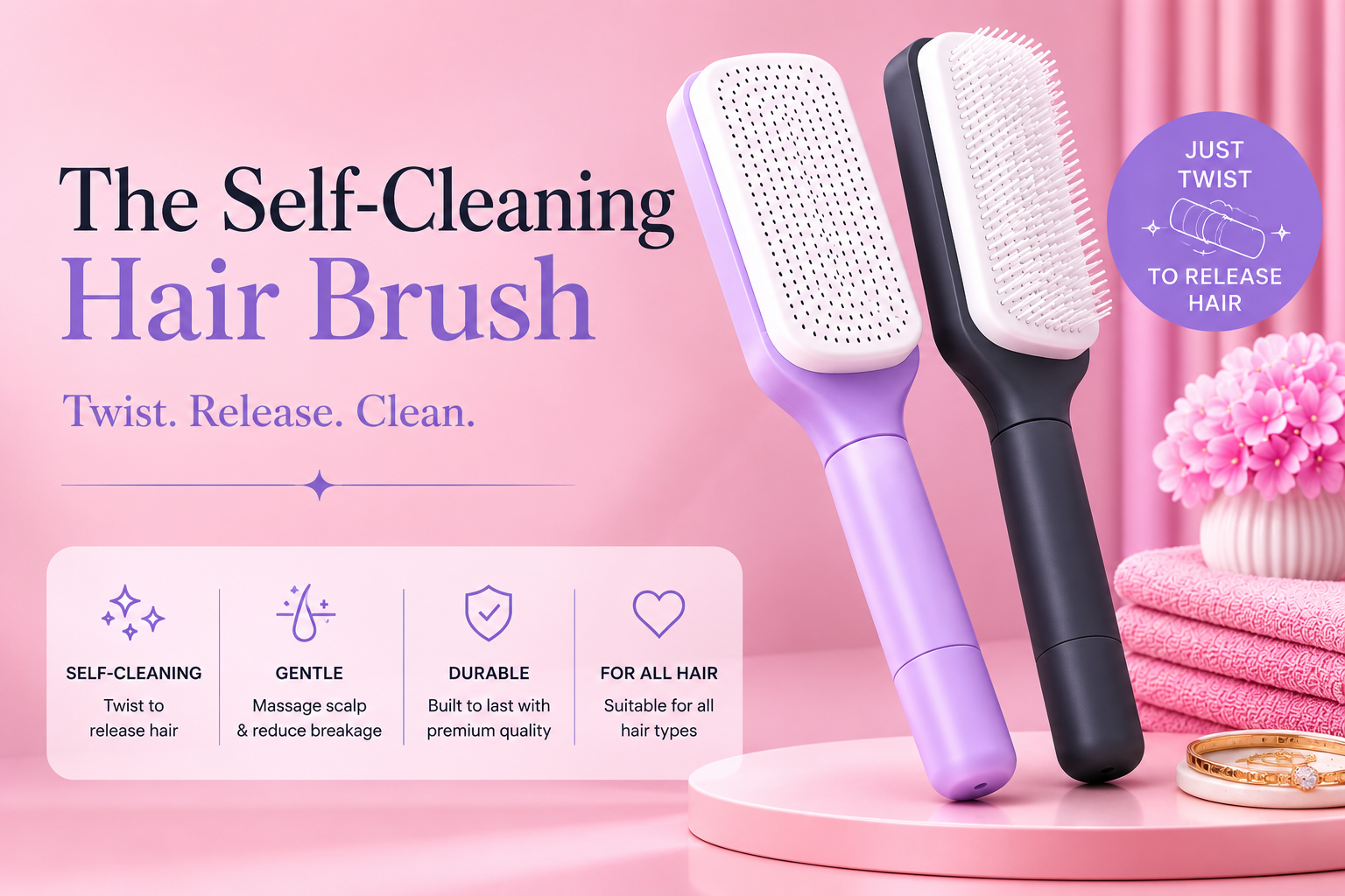 the HavenBrush™ Self-Cleaning Hair Brush